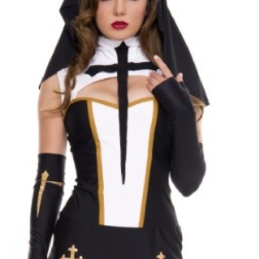 Nun Costume for Adults. “Bad habit nun” szXL sleeves & hat included